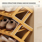 No-Assembly Bamboo Shoes Rack, Foldable Vertical Corner Shoe Organizer, Multifunctional Narrow Shoe Shelf for Entryway, Closet, Bedroom, Hallway (Brown, 5-Tier)