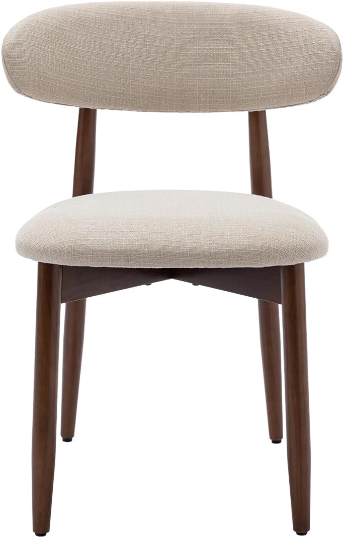 Dining Room Chairs Set of 4, Upholstered Farmhouse Dining Chairs, Modern Fabric Kitchen Chairs with Solid Wood Leg,Beige