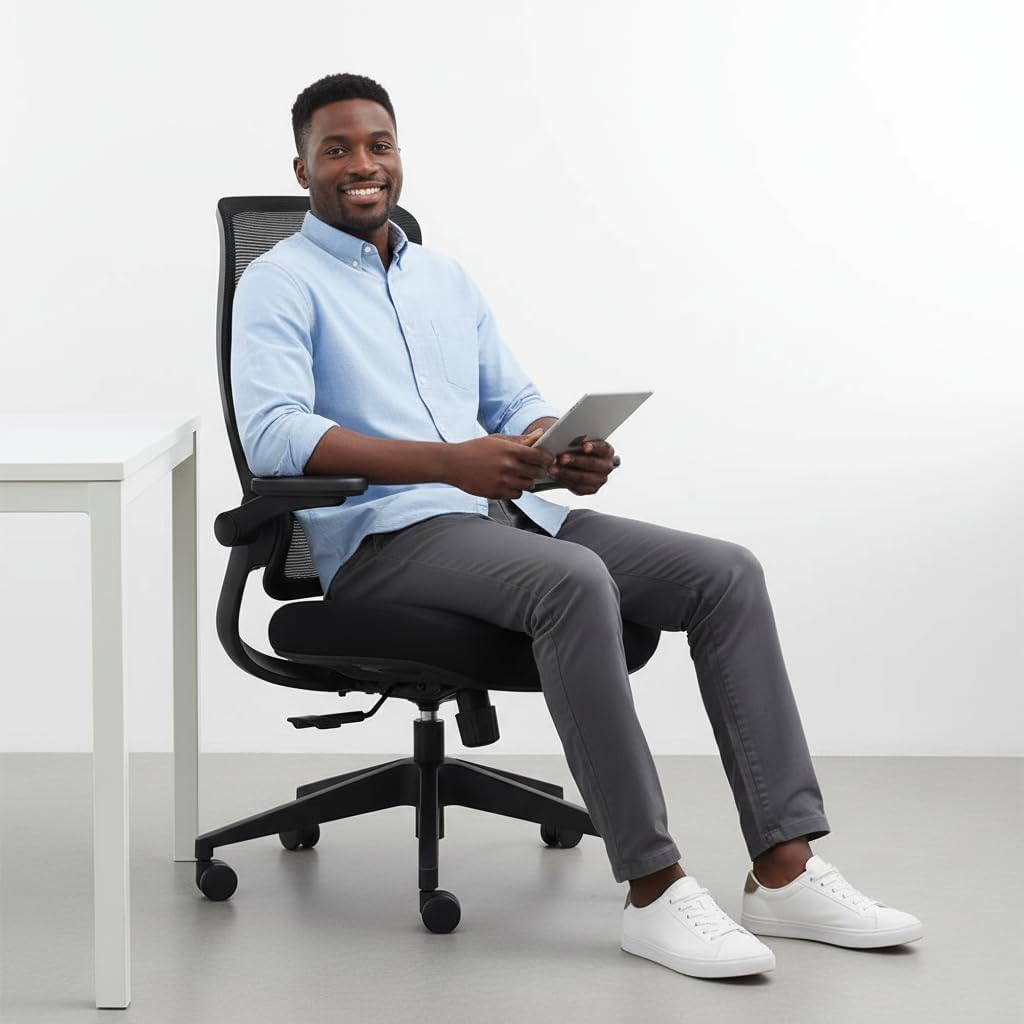 Sunaofe Resistance Ergonomic Office Chair with 135° Recline, 3D Armrests, Breathable Mesh & Adaptive Lumbar Support - 5 Year Warranty