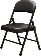 1 Pack Bulk Folding Chairs with Padded Cushion, Single Black Steel Metal Frame Foldable Chair for Indoor and Outdoor, Portable Stackable Commercial Seat for Bedroom Patio Party Event