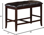Poundex Counter Height Dining Bench in Deep Brown Finish