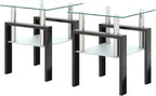 Square Glass End Table Set of 2, Clear Tempered Glass Top with Frosted Lower Shelf, Black Metal Legs, Square Sofa Side Table for Living Room Bedroom, 17.72x17.72x20.5 Inch, 150 lbs Capacit