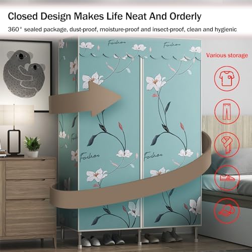 Canvas Wardrobe,Four-Column Portable Wardrobes for Bedroom,Closet Organizers 108 * 45 * 172 Cm New Base Design Fabric Wardrobe,Large Storage Space Foldable Wardrobe,Grey