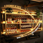 59in Wall Mounted Wine Rack, Floating Industrial Liquor Glass Holder 3 Tiers, Large Metal Wine Bottle Display Rack Hanging Shelf, for Home Bar Dining Room Decorative