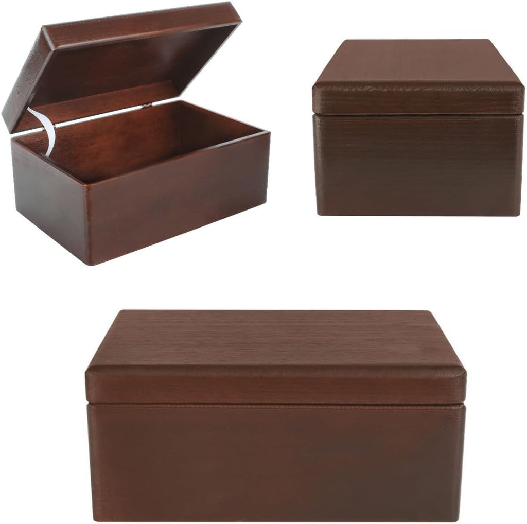 Creative Deco Large Brown Wooden Box Storage with Hinged Lid | 11.8x7.87x5.51in (+-0.5) | Keepsake Decorative Gift Box for Tool Dog Toy Kitchen Storage | ROUGH UNSANDED Acacia-Like Wood Chest Trunk