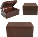 Creative Deco Large Brown Wooden Box Storage with Hinged Lid | 11.8x7.87x5.51in (+-0.5) | Keepsake Decorative Gift Box for Tool Dog Toy Kitchen Storage | ROUGH UNSANDED Acacia-Like Wood Chest Trunk