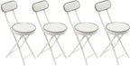 4Pcs Folding Stool with Back Cushioned Padded Folding Stool Portable Bar Stool Collapsible Counter Height Chair for Kitchen Island Home Office Camping Fishing Hiking 18.9Inch Height (White)