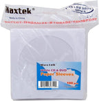 100 Pack Maxtek Premium White Paper CD DVD Sleeves Envelope with Window Cut Out and Flap, 100 gsm