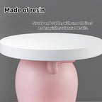 Creative Resin Cat Side Table with Tray, Multifunctional Accent Table for Small Spaces, Cartoon End Tables for Living Room, Bedroom or Entryway(Beige)