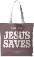 Christian Tote Bag, Good News Religious Jesus Canvas Totes Bag Christian Reusable Grocery Shopping Bags