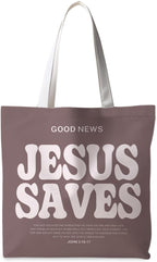 Christian Tote Bag, Good News Religious Jesus Canvas Totes Bag Christian Reusable Grocery Shopping Bags
