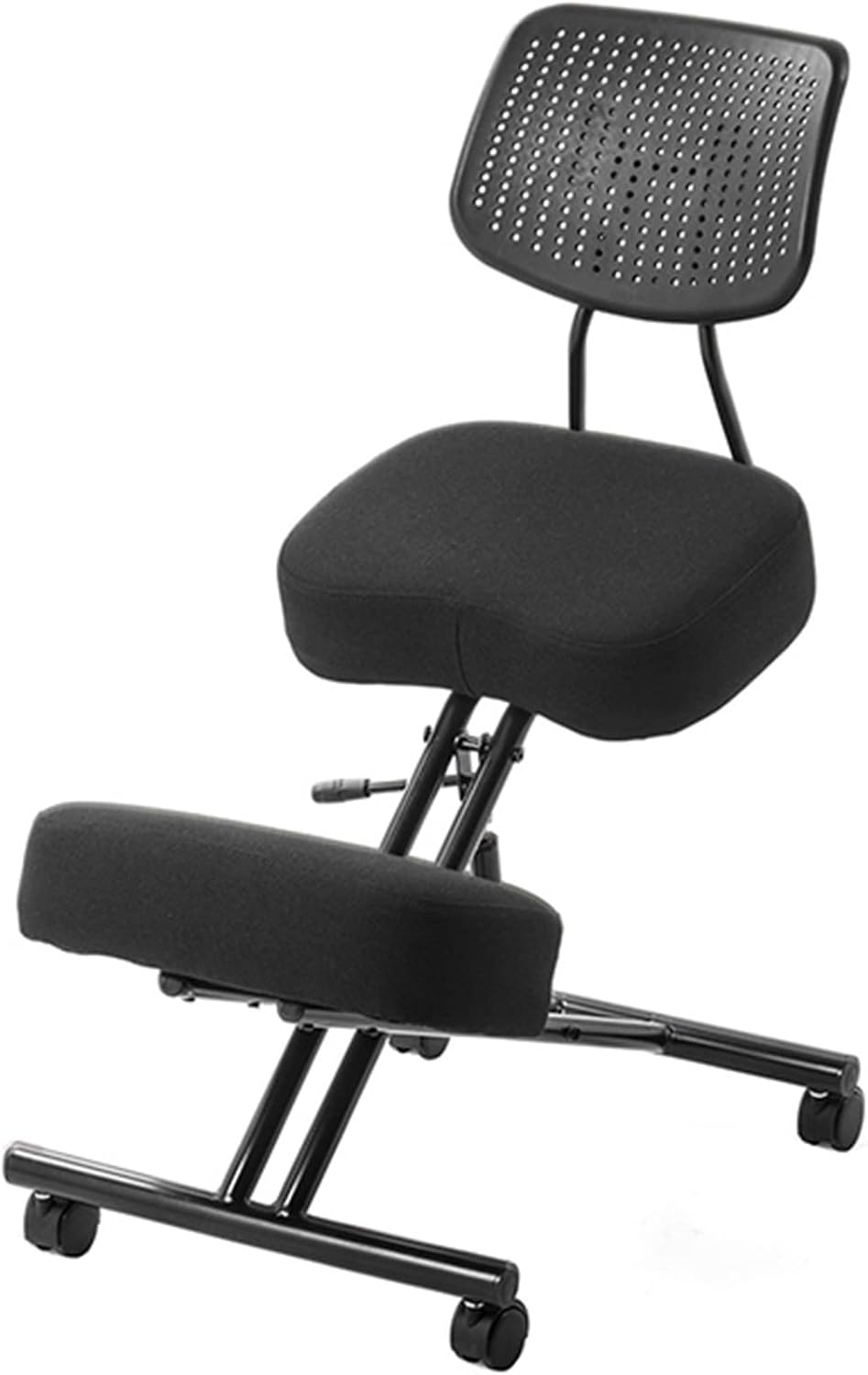 Cross Legged Office Chair - Height Adjustable Meditation Chair with 360° Casters for Home Workers and Fitness Enthusiasts (Black)