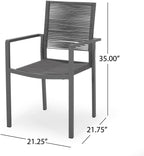 Saiveina Outdoor Modern Aluminum Dining Chair with Rope Seat (Set of 2), Gray and Dark Gray