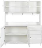 ZeHuoGe 63" W Large Kitchen Hutch Cabinet, Freestanding Pantry Cabinets Storage Kitchen Cupboard with 4 Doors, 4 Drawers & Microwave Shelf (White)