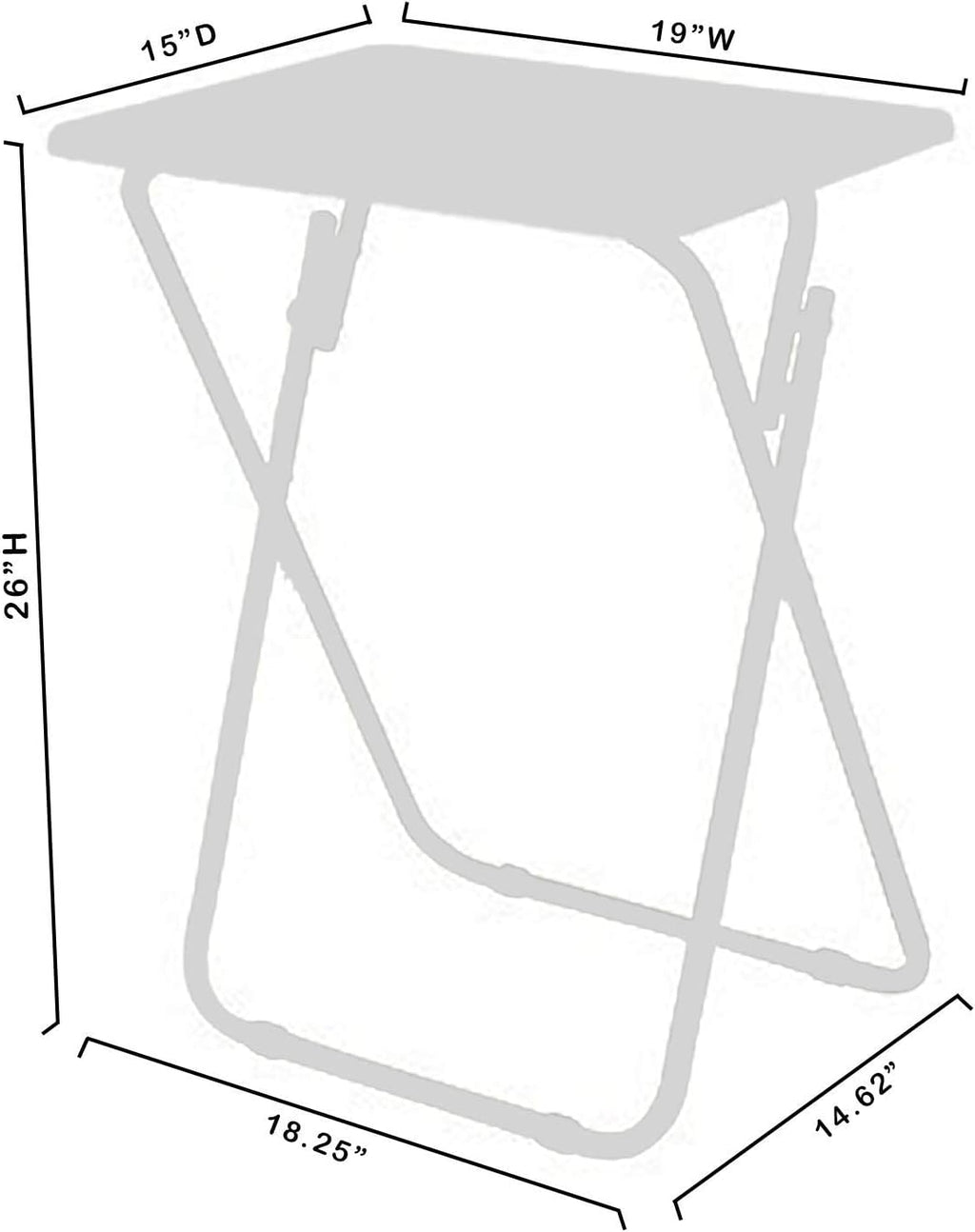Folding TV Tray Tables, for Small Space, Black, Set of 2 | 19" X 15" X 26", For Eating, Portable Dinner Table, Couch & Living Room