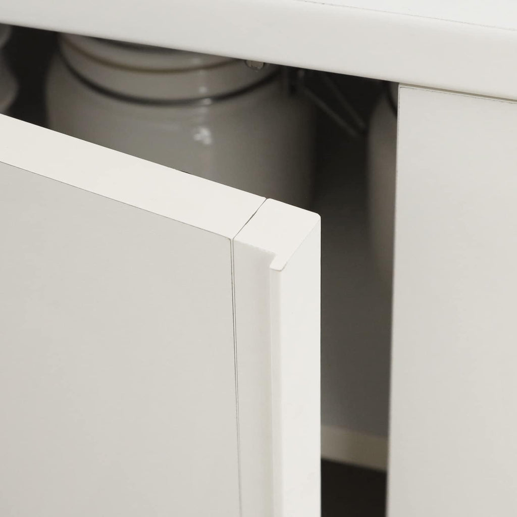 Shirai Sangyo PTS-8560D WH Under-Counter Storage Rack, Door Type, Cabinet, Wooden, Combined Width for Kitchen and Dining Room, Simple Design, White, Width 23.6 inches (60 cm), Depth 11.7 inches (29.6