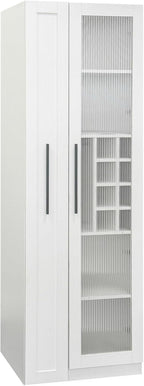 Kitchen Pantry Cabinet with Glass Door & Pull Out Shelves, 70.87" Tall Storage Cabinet with Wine Rack, Modern Farmhouse Pantry for Kitchen, Dining Room, Bar, Space-Saving Cabinet, White