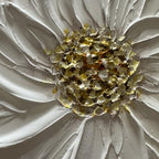 Slyart Hand Paintings 3D Floral Canvas Wall Art 24x24 Inches Abstract White Flower Paintings Modern Contemporary Texture Wall Art White Artwork for Home Decorations