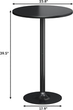 Flamaker Round Bistro Pub Table Modern Style Metal Base MDF Top Cocktail Bar Table Counter Bar Height for Pub, Dining Room, Party (2, Full Black)