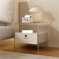 Nightstand with Drawer and Open Storage Acrylic Bedside Tables Side Table with Storage Transparent End Table for Home Decor Lightweight(White)