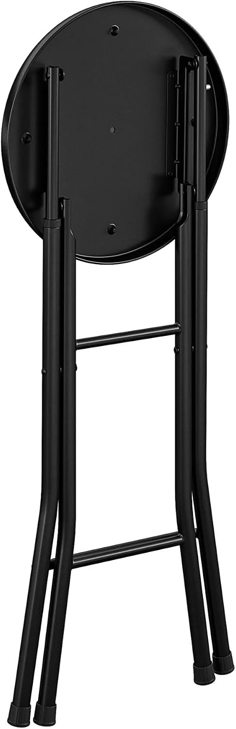 Folding Metal Stool, Black - Heavy-Duty, Compact & Portable, Stackable for Home, Garage & Workshop Use