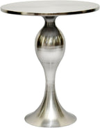 Sculptural Pedestal Polished Nickle Side Table