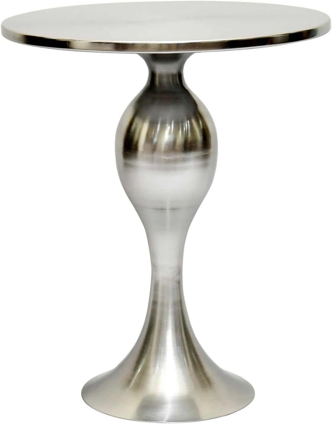Sculptural Pedestal Polished Nickle Side Table