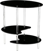Acrylic Side Table 3 Tier Small End Table Furniture with 3 Storage Shelves NightStand Drink Desk for Couch Laundry Entryway, Black