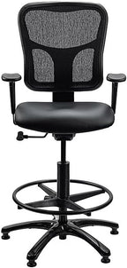 Tempur-Pedic TP8200 Drafting Stool with Backrest and Footrest with Lumbar Support, Black Vinyl