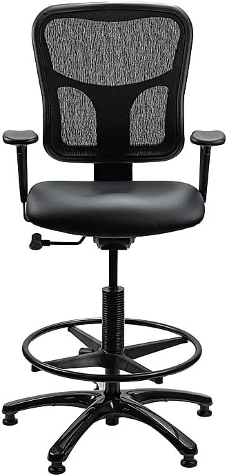 Tempur-Pedic TP8200 Drafting Stool with Backrest and Footrest with Lumbar Support, Black Vinyl