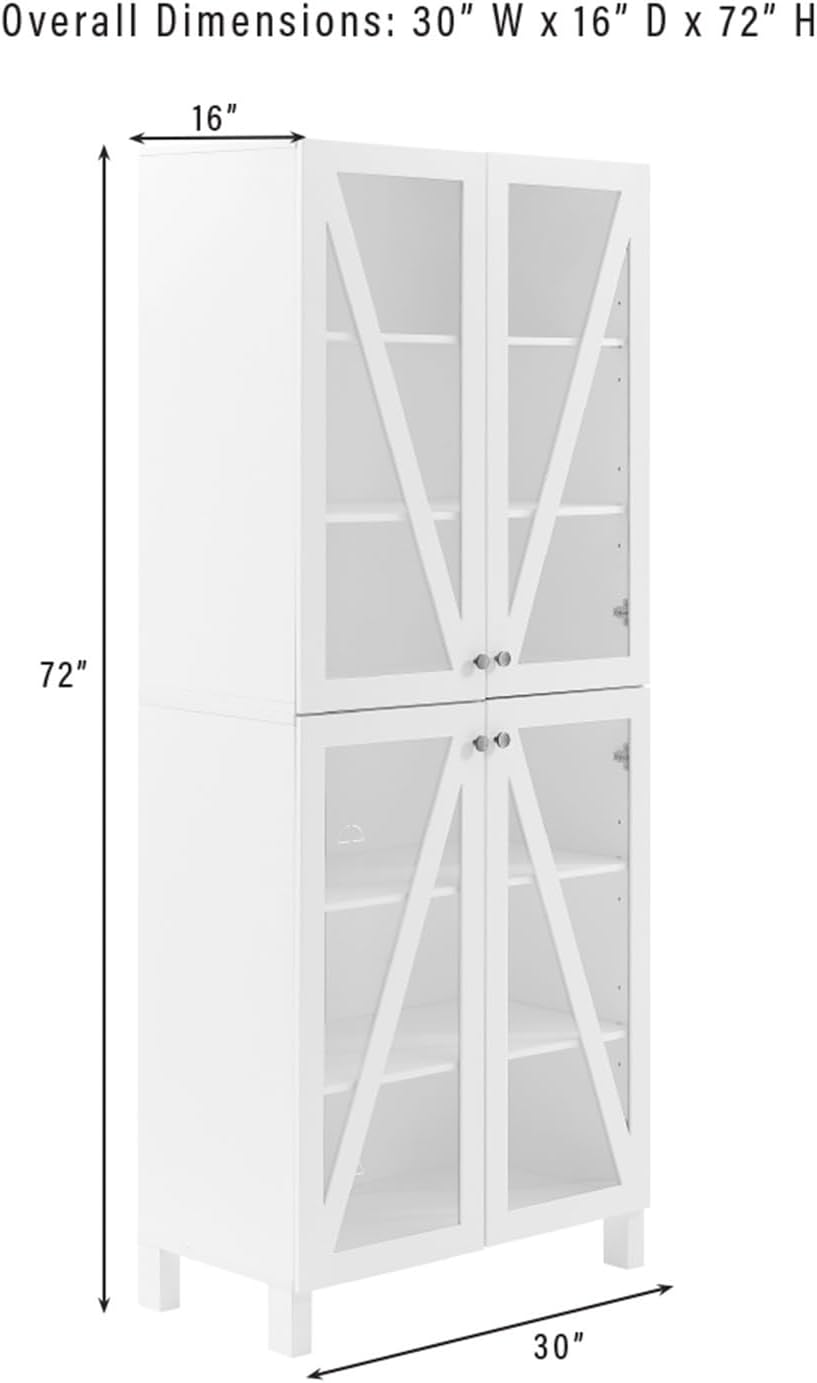 Maykoosh Tall Kitchen Pantry Set - Stackable Storage Cabinets - White - 16" x 30" x 72"
