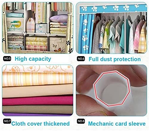 Wardrobe Simple Wardrobe Fabric Folding Clothes Storage Cabinet DIY Assembly Reinforced Frame Bedroom Organizer for Home Dorm Clothing Closet Wardrobe Rack (Color : B)