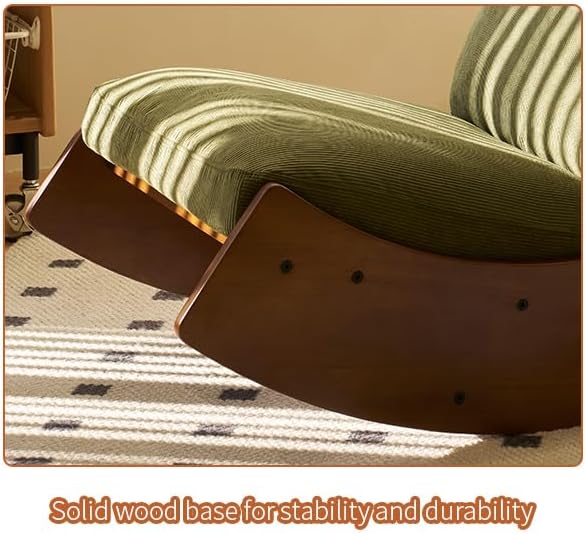 MFFM Comfortable Glider Rocking Chair, Upholstery Glider Chair, Solid Wood Frame, Perfect for Multiple Settings Accent Reading Chair for Bedroom,Living Room,Nursery (Green)