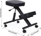 YOXIER Kneeling Chair,Meditation Chair,Posture Chair to Relieve Neck & Back Pain, Brake and Smooth Gliding Casters, Knee Chair Ergonomic,Posture Office Chair with an Angled Seat and Casters Black