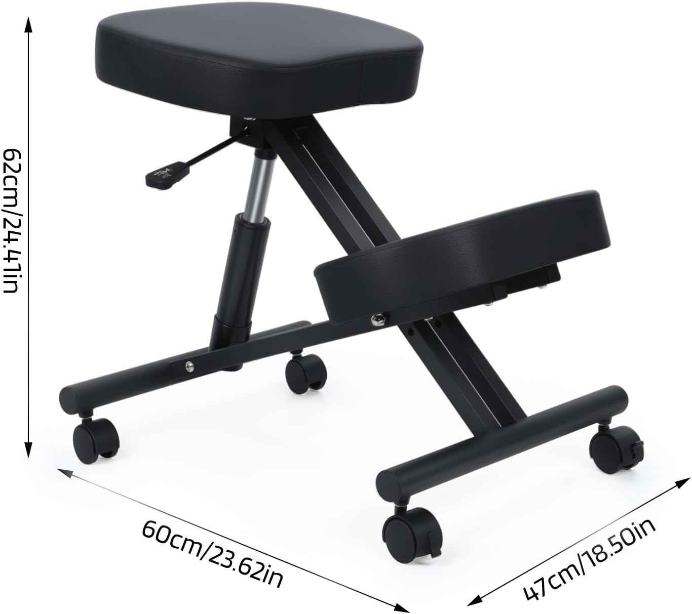 YOXIER Kneeling Chair,Meditation Chair,Posture Chair to Relieve Neck & Back Pain, Brake and Smooth Gliding Casters, Knee Chair Ergonomic,Posture Office Chair with an Angled Seat and Casters Black