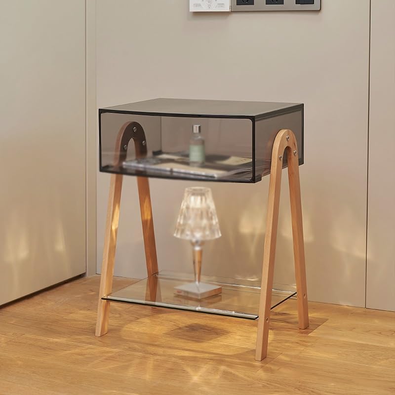 Transparent Coffee Table Nightstand Bedside Table for Bedroom Living Room Cafe