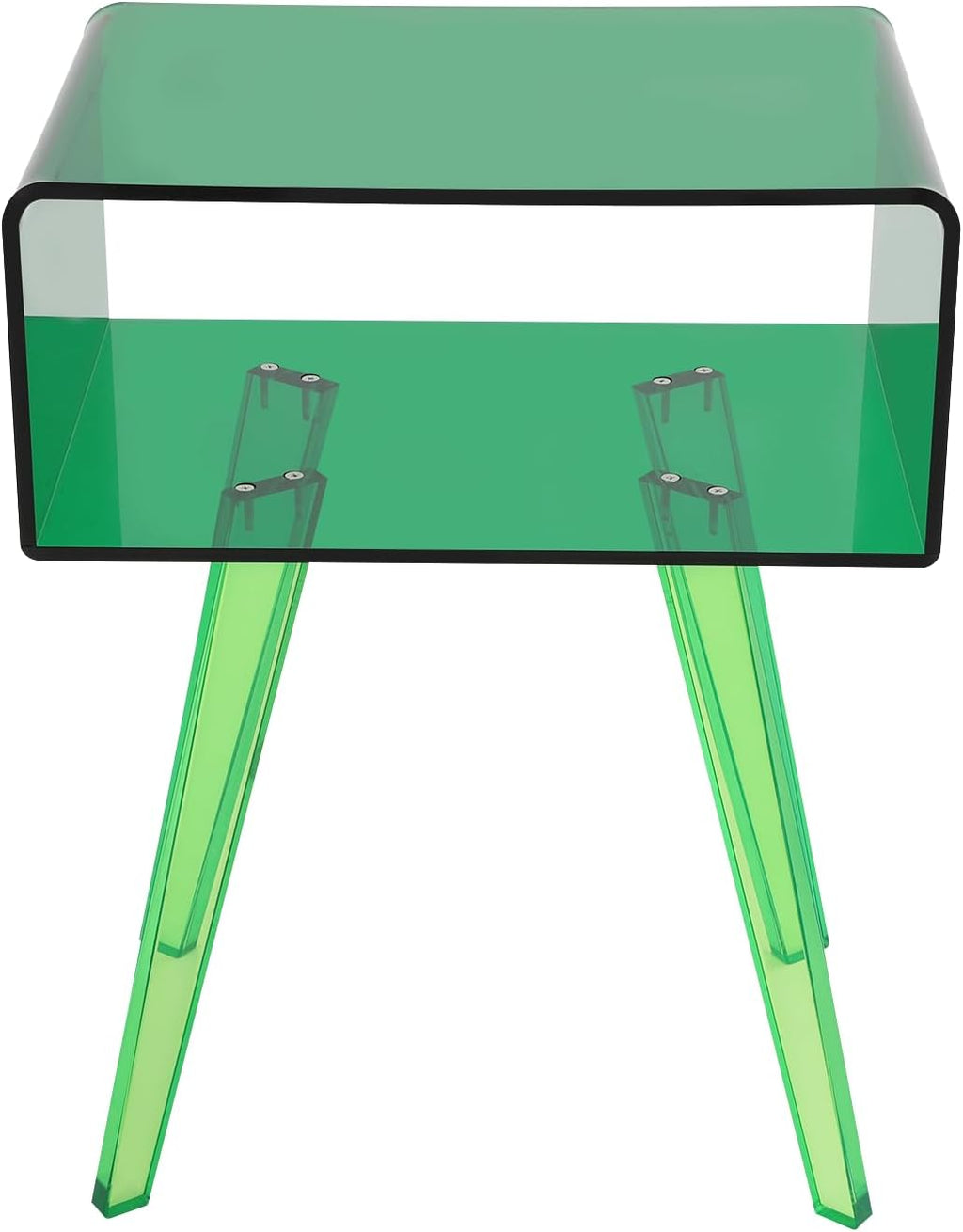 Acrylic Side Table, Round End Table with Storage, 19.7" H Small Modern Bedside Tables Nightstand, Home Decor Accent Table for Living Room Bedroom Office (Green)