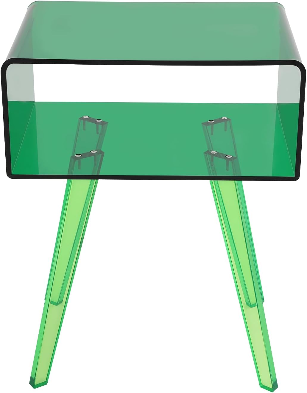 Acrylic Side Table, Round End Table with Storage, 19.7" H Small Modern Bedside Tables Nightstand, Home Decor Accent Table for Living Room Bedroom Office (Green)