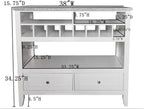Kings Brand Furniture White With Marble Finish Buffet Display Console Table With Wine Storage