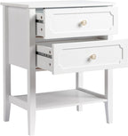 Wood Nightstand with 2 Drawers and Shelf, White End Table for Bedroom Living Room, Solid Wood & MDF Bedside Table