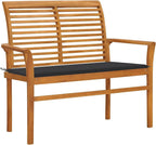 Garden Bench Teak Brown Solid Teak Wood, 100% Polyester Fabric,Solid Teak Garden Bench with Comfortable Cushion Durable&Stylish Patio Furniture for Gardens and Balconies Patio Furniture