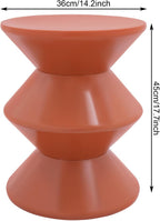 17.7 inch Modern Round Side Table Creative Round End Table, Pedestal Circle Accent Tables Geometric Coffee Table Hourglass Shaped Sofa Stool for Living Room Bedroom Office Apartment Yards, Orange