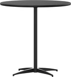 Flash Furniture Lars Black 30'' Round Wood Cocktail Table with 30'' and 42'' Columns
