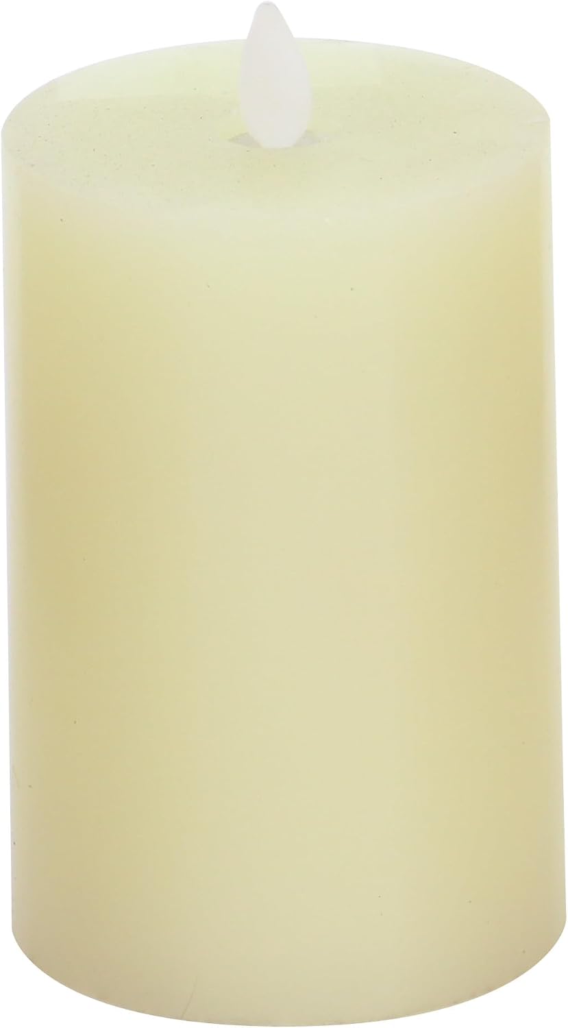Deco 79 Wax Cylinder Flameless Candle with Remote Control, Set of 3 3", 4", 5"H, White