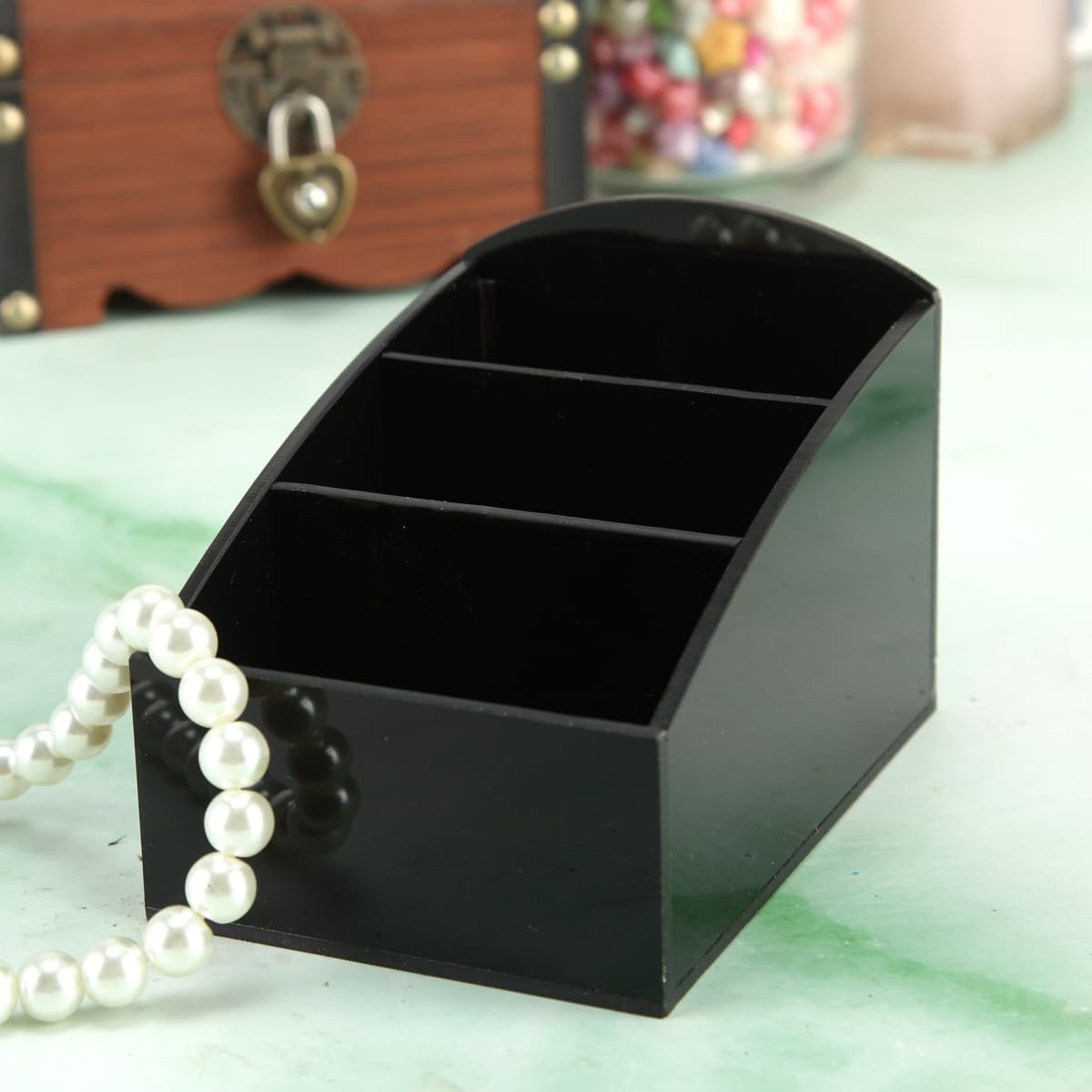 Acrylic Sugar Holder for Coffee Bar,Tea Bag & Sugar Packet Organizer(Black) | Elegant Acrylic Sugar Packet Holder for Coffee Bar: Desktop Decor for Home,Hotel,or Cafe use.