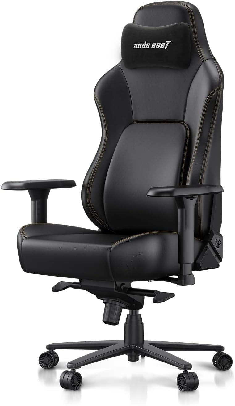 Anda Seat Phantom 4 Pro PVC Leather Gaming Chairs for Adults - Large Wide Seat Gamer Chair with Dynamic Lumbar Support, Ergonomic Video Game Seats with Magnetic Headrest - 3D Armrests, Royal Black