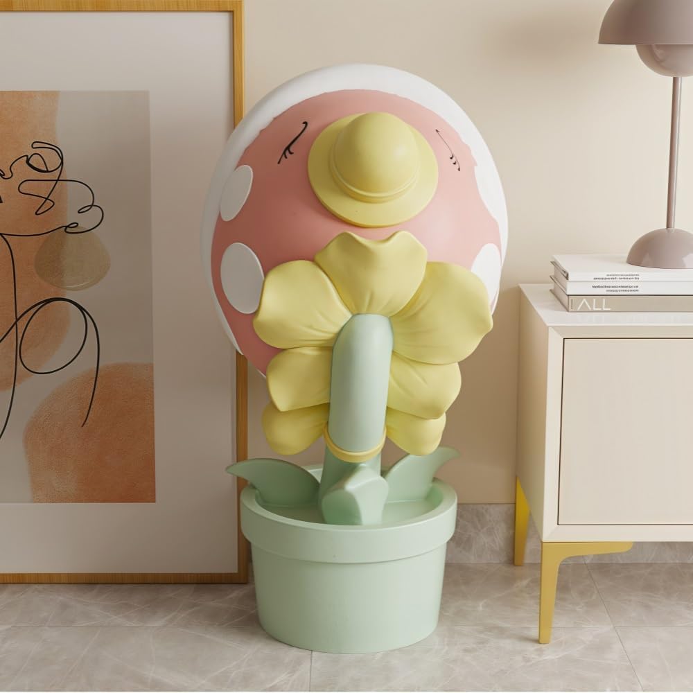 Modern Creative Side Table, Cute Snack Rack, Big-Mouthed Flower Decoration, Flower-Shaped Ornaments for Living Room, Entrance