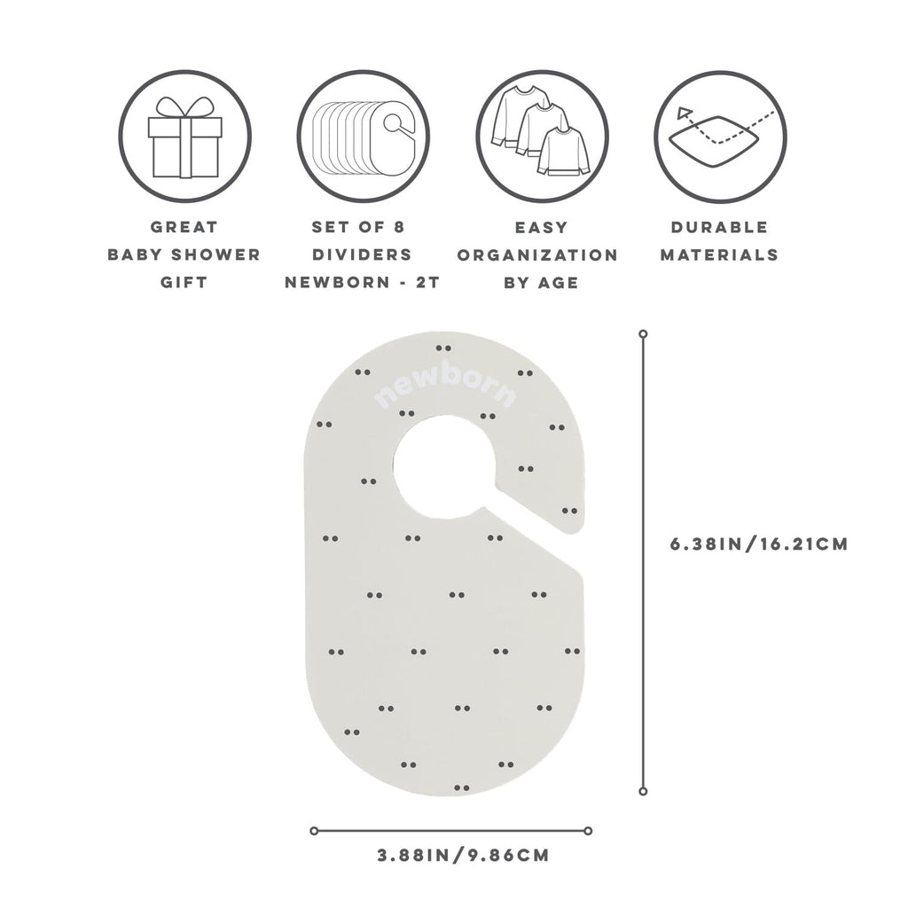 3 Sprouts Baby Closet Dividers 8-Piece Set Newborn to 2T - Double-Sided Organizer for Nursery Clothing Storage - Double Dot