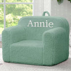 Delta Children Personalized Sherpa Cozee Chair - Customize with Name – Foam Kids Chair for Ages 18 Months and Up, Sage