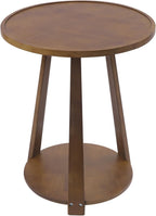 2-Tier Round Side Table - 20in Modern Solid Wood Small Round Table End Table for Small Spaces, Living Room, Bedroom